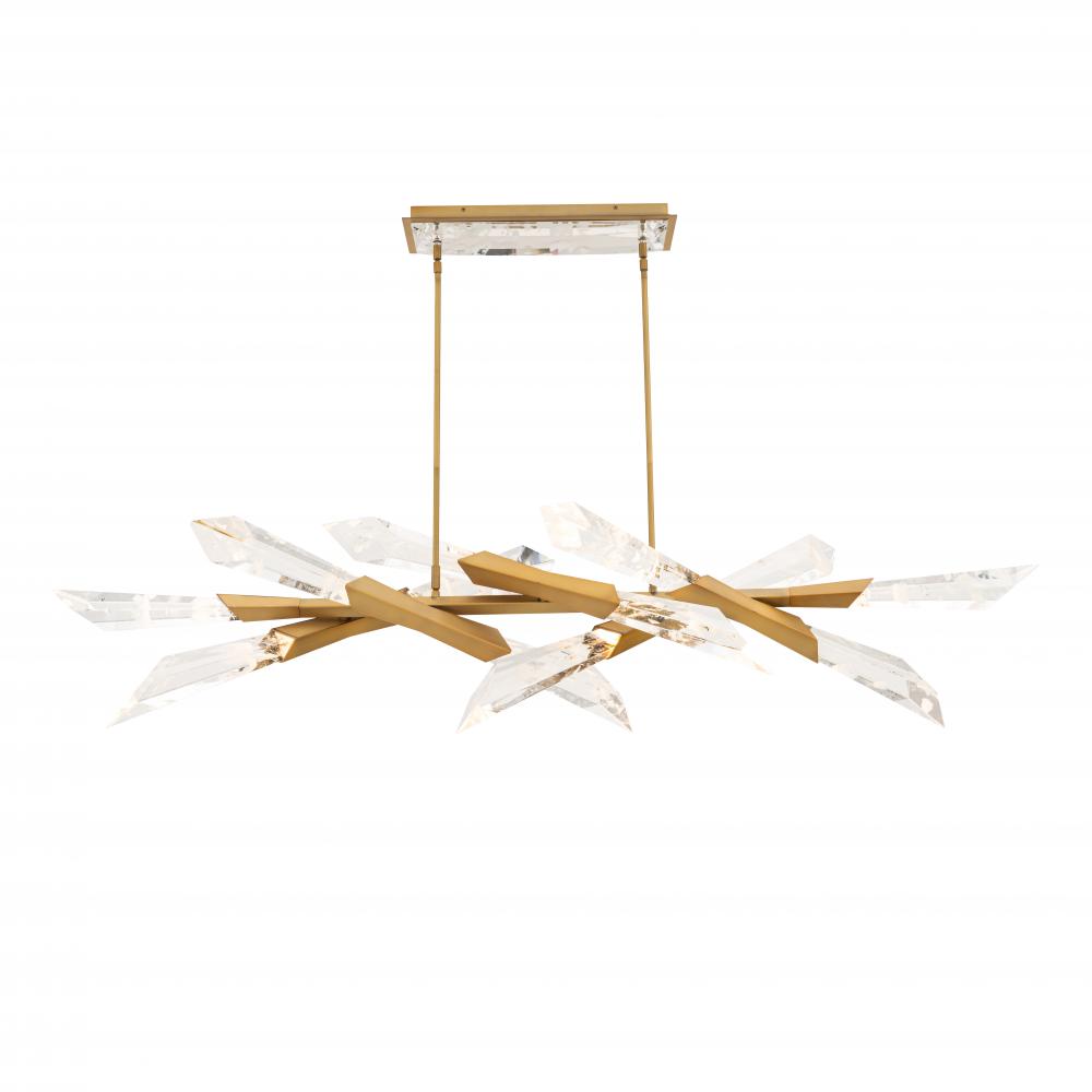 Solitude 60in 120-277V Linear Pendant in Aged Brass with Optic Haze Quartz