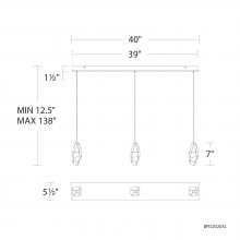 Schonbek Beyond BPD20203LOH-AB - Martini 3 Light 120-277V Multi-Light Pendant (Linear Canopy) in Aged Brass with Optic Haze Quartz