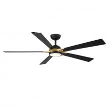WAC Smart Fan Collection F-099L-MB/SB - Rotary 65 Matte Black/Soft Brass With Luminaire